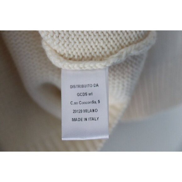 GCDS Unisex Large Ivory Off-White Band Sweatshirt Logo Stripe Knit Sweater $560 - Picture 7 of 11